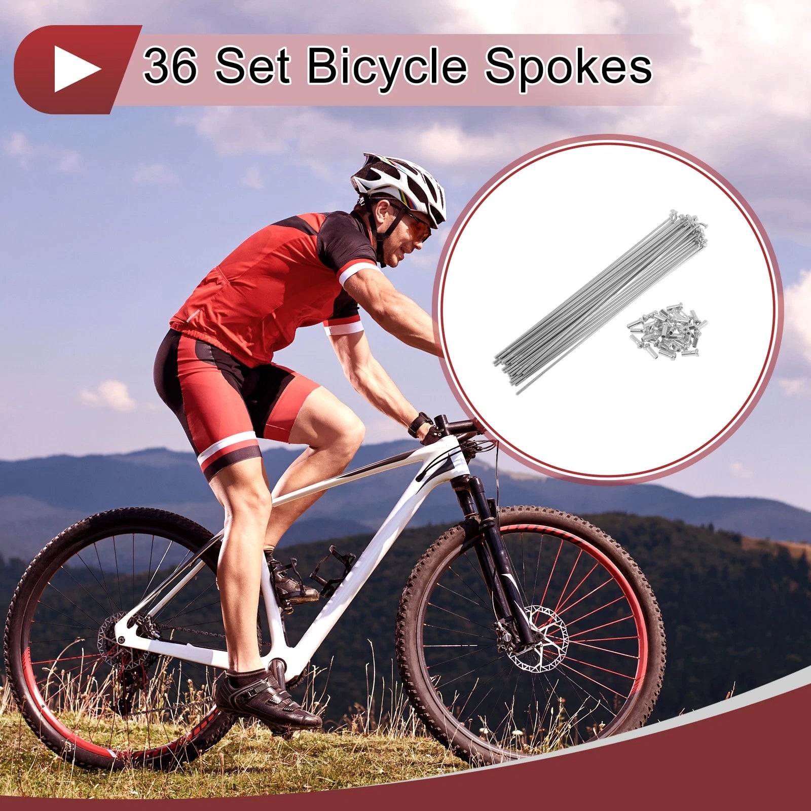36 Piece Bicycle Spokes Steel 181mm Galvanized Replacement for Bicycles