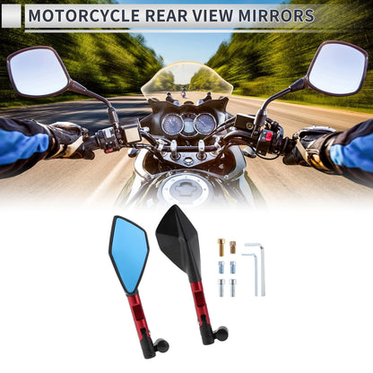 Set of 2 Rear View Mirrors for Motorcycle (M8/M10) - Black Red Aluminum