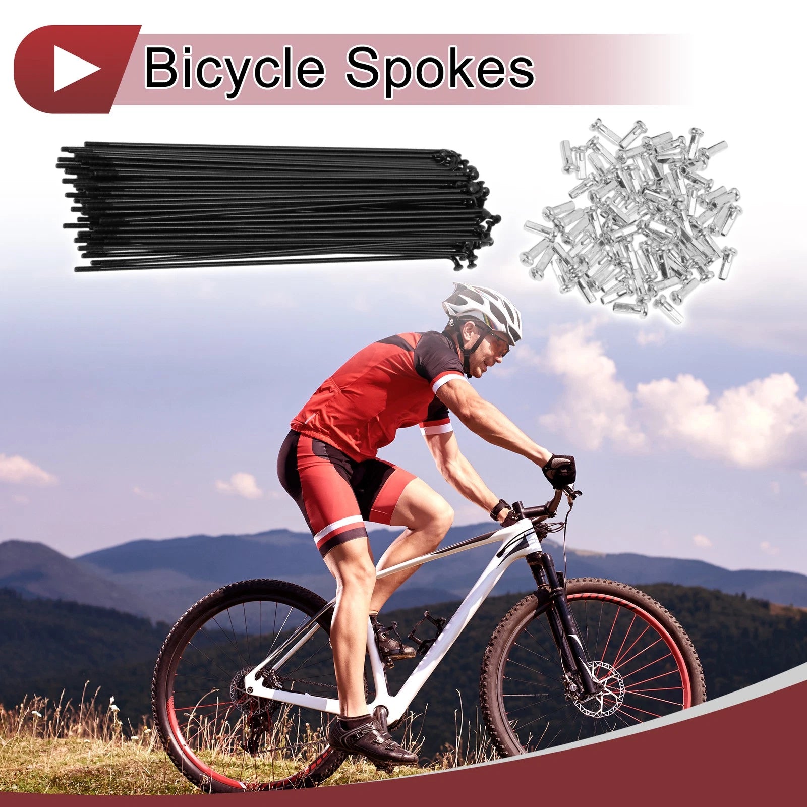 Bike Wheel Spokes 148mm Replacement for 14G Bicycle Spokes Set (72-Pack)