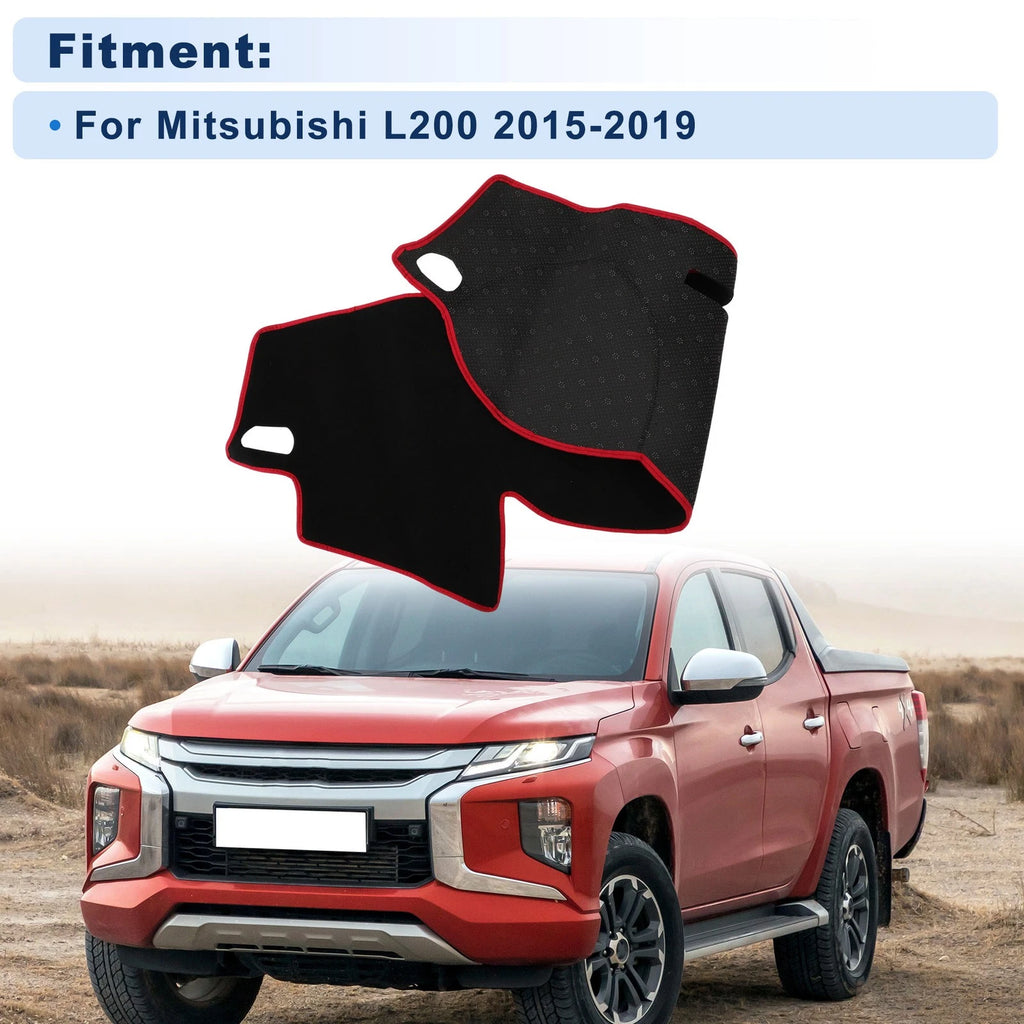 Dash Cover for Mitsubishi L200 2015–2019 Polyester Black With Red Edge