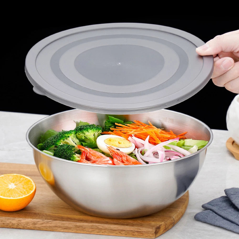 Stainless Steel Prep Bowl 21 cm with Integrated Scale and Secure Cover