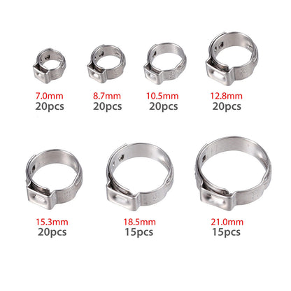 130 Pcs Hose Clamps Assortment for (7-21 mm)