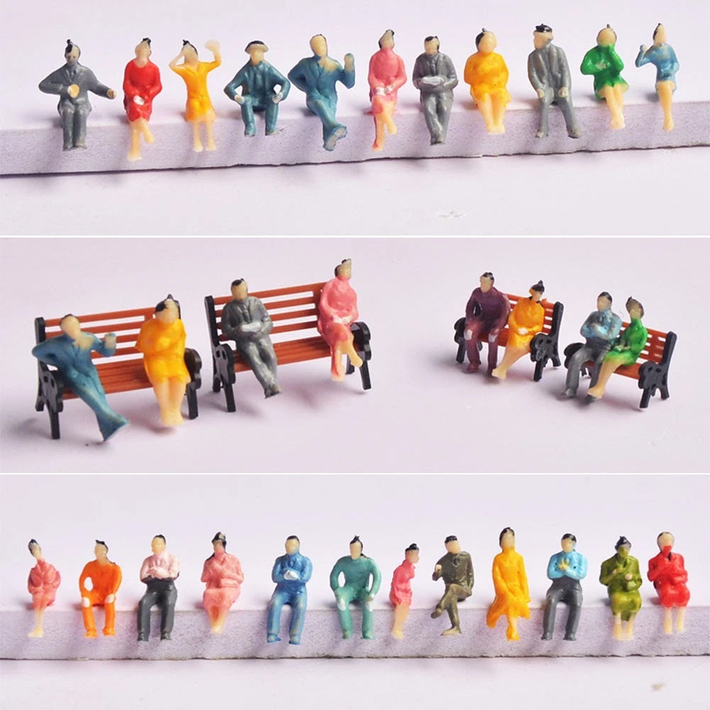 Set of 100 Painted Figures for Model Scale Sitting People