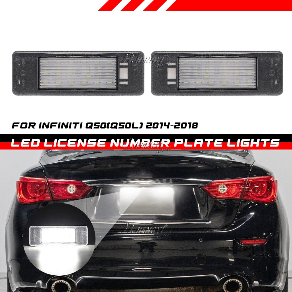 2X White LED License Plate Lights for Infiniti Q50 (2014–2017)