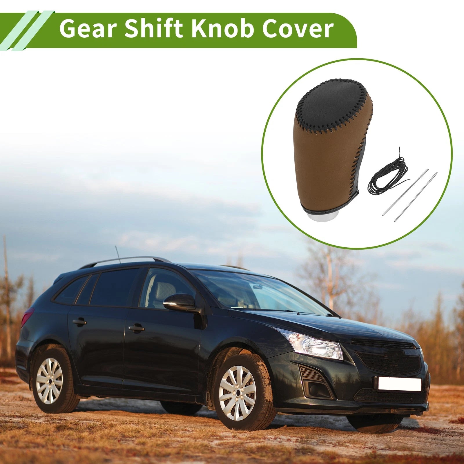 Gear Shift Knob Cover Replacement for Chevrolet Malibu (2016–2020) Black Brown