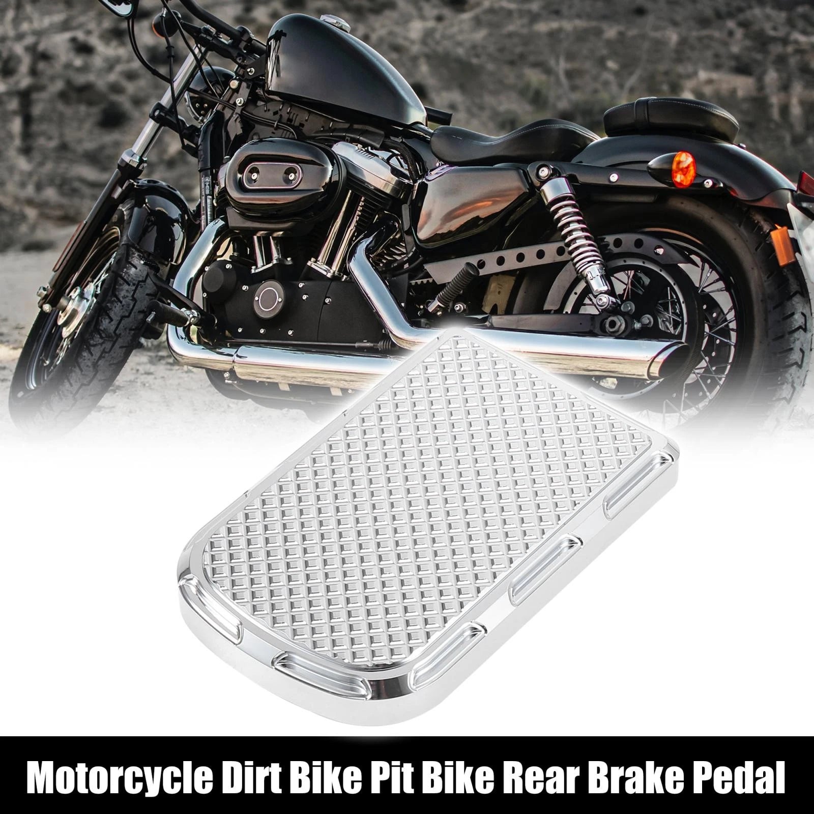 Rear Brake Pedal Step Plate Replacement for Harley Pit Bike (Silver Tone)