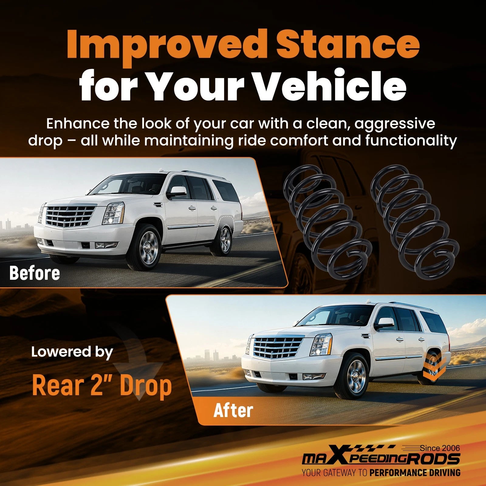 2" Drop Performance Lowering Springs for Cadillac Escalade (2007–2020)