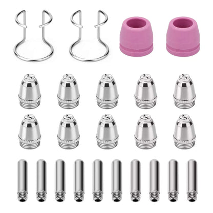 24PCS Plasma Cutter Torch Nozzles/Electrodes/Guides Consumables Kit