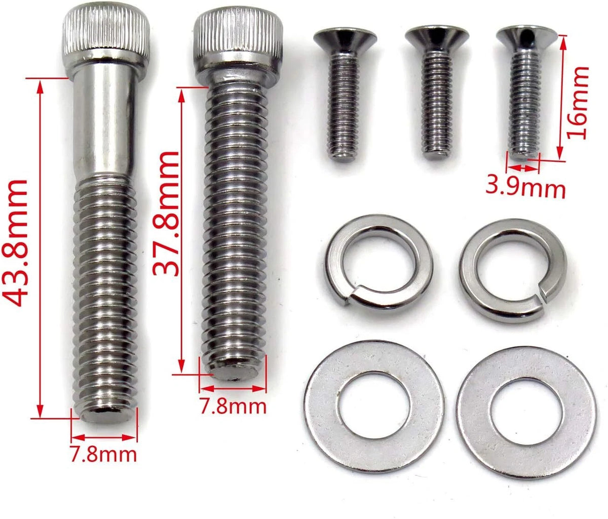 Mirror Mounting Screw Bolts for Harley Dyna, Sportster, Softail, Touring (Custom)