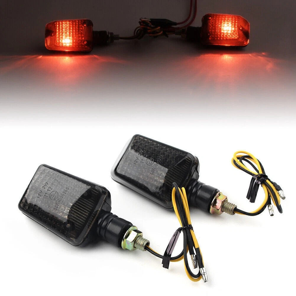 2pcs 12V 8mm Amber Bulb Turn Signal Indicator Lights Black Motorcycle Universal