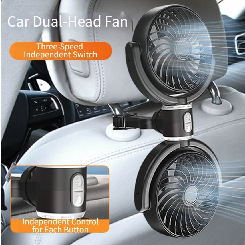 12V Dual Head Air Circulator for SUV RV Truck (Adjustable 360)