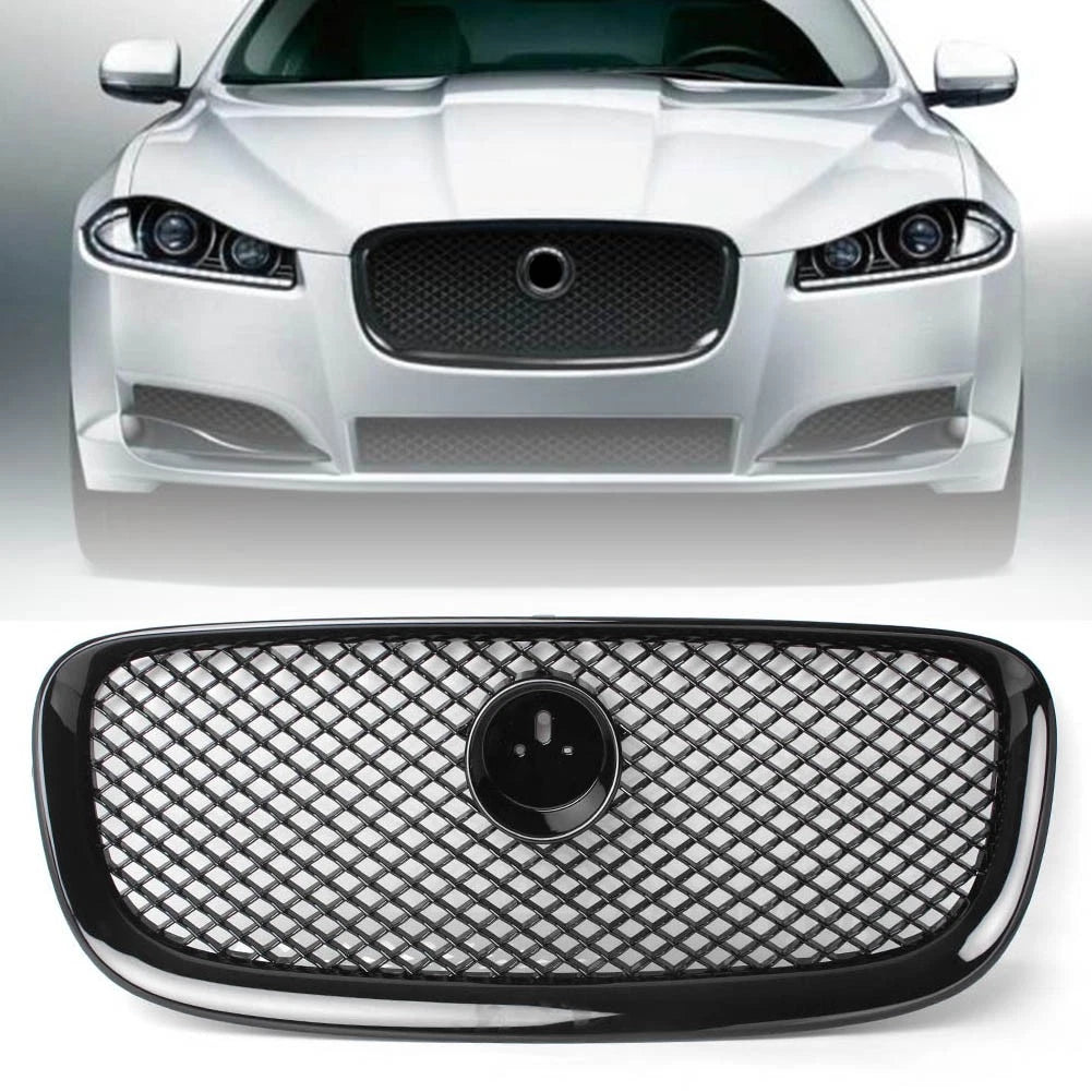 Front Center Upper Grille Glossy Black for Jaguar XF XFR (2012–2015)
