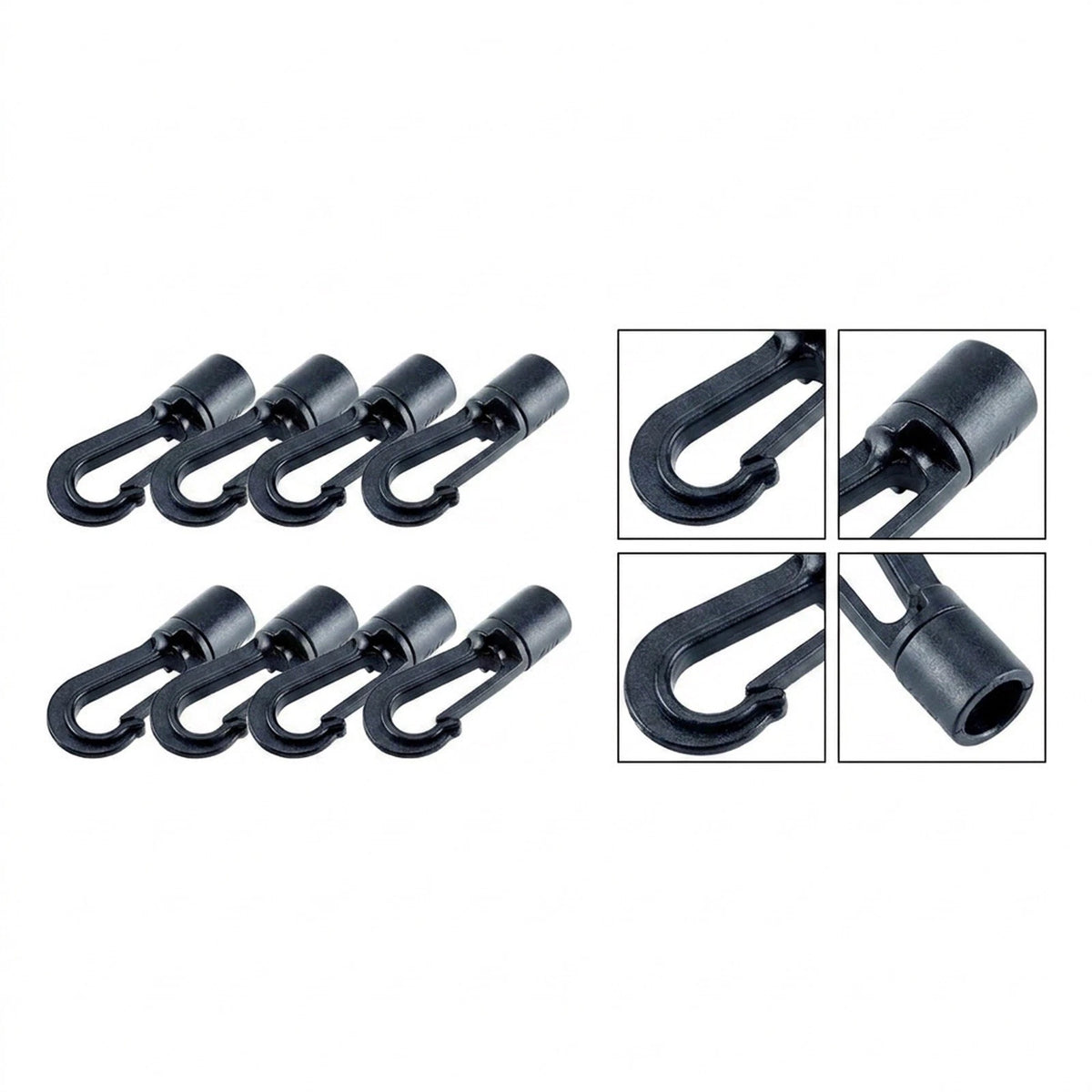Pack of 10 Plastic Hooks for Bungee Elastic Shock Cord