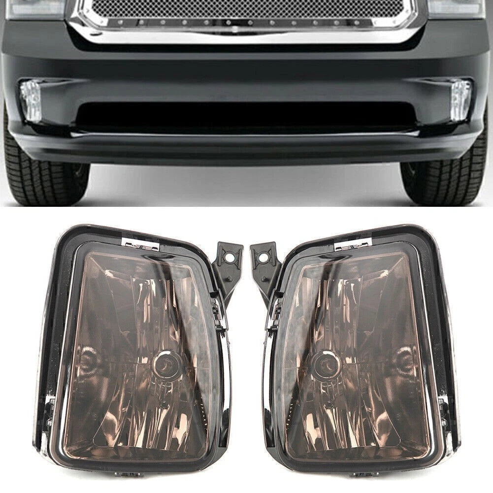 Clear/Black Front Fog Light Lamps LH+RH for Dodge RAM 1500 (2013–2017)