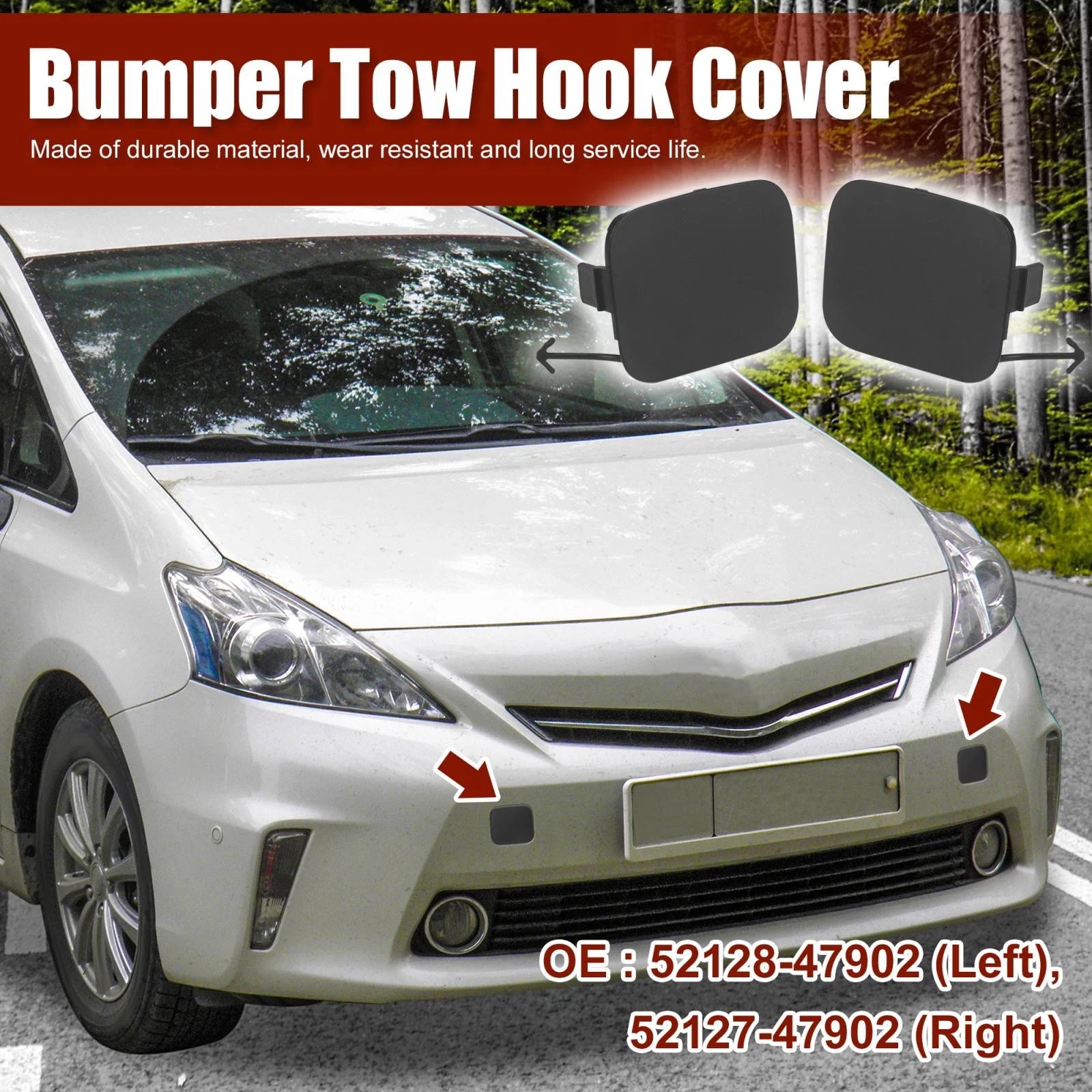 Front Bumper Tow Hook Cover Set for Toyota Prius V (2012–2017)