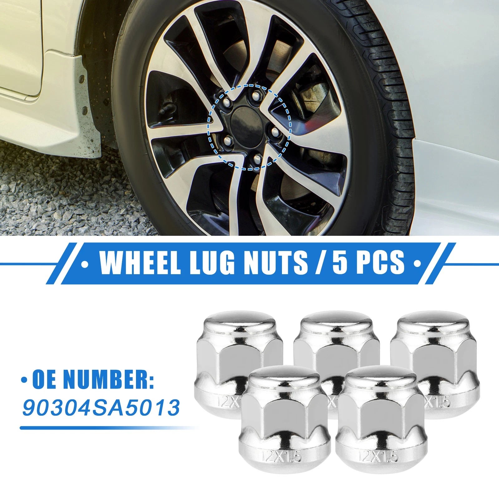 5 Pcs Wheel Lug Nuts Replacement for Honda Accord Civic M12x1.5 (2010–2019)