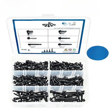 Set of 220 Black Self Drilling Screws - 410 Stainless Steel Hex Head
