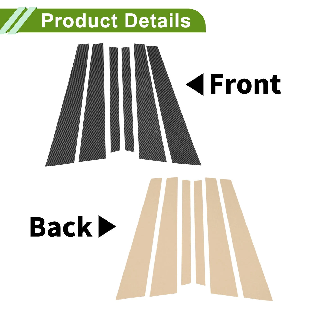 6 Pcs Door Pillar Window Trim Carbon Fiber Pattern for BMW 7-Series (1995–2001)
