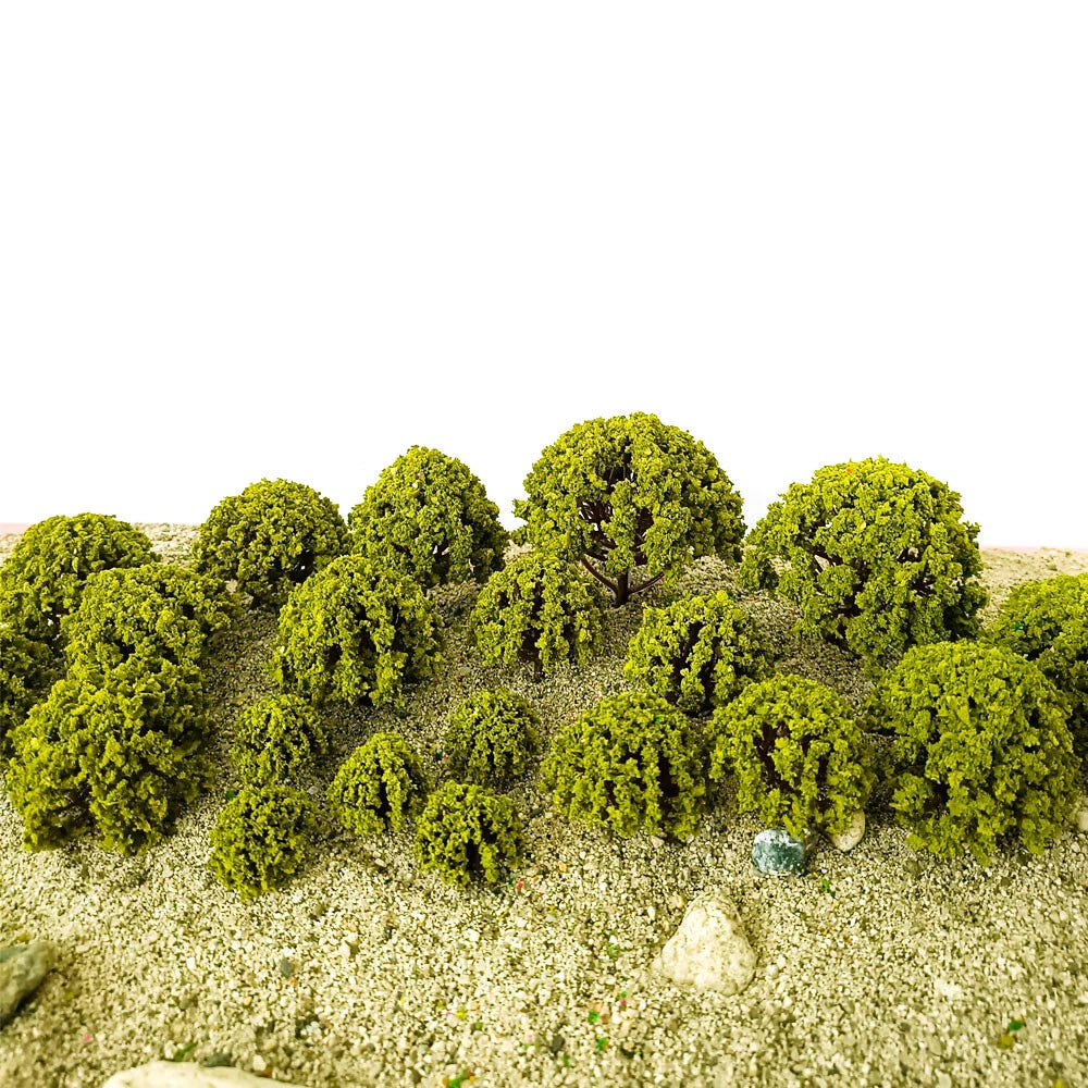 Set of 12 Green Model Trees for HO Scale Train Railroad Diorama