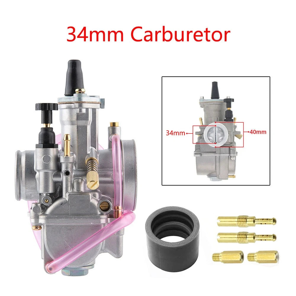 34mm Carburetor for PWK34 Keihin KOSO OKO ATV Go Kart Dirt Pit Bike (250-350cc)