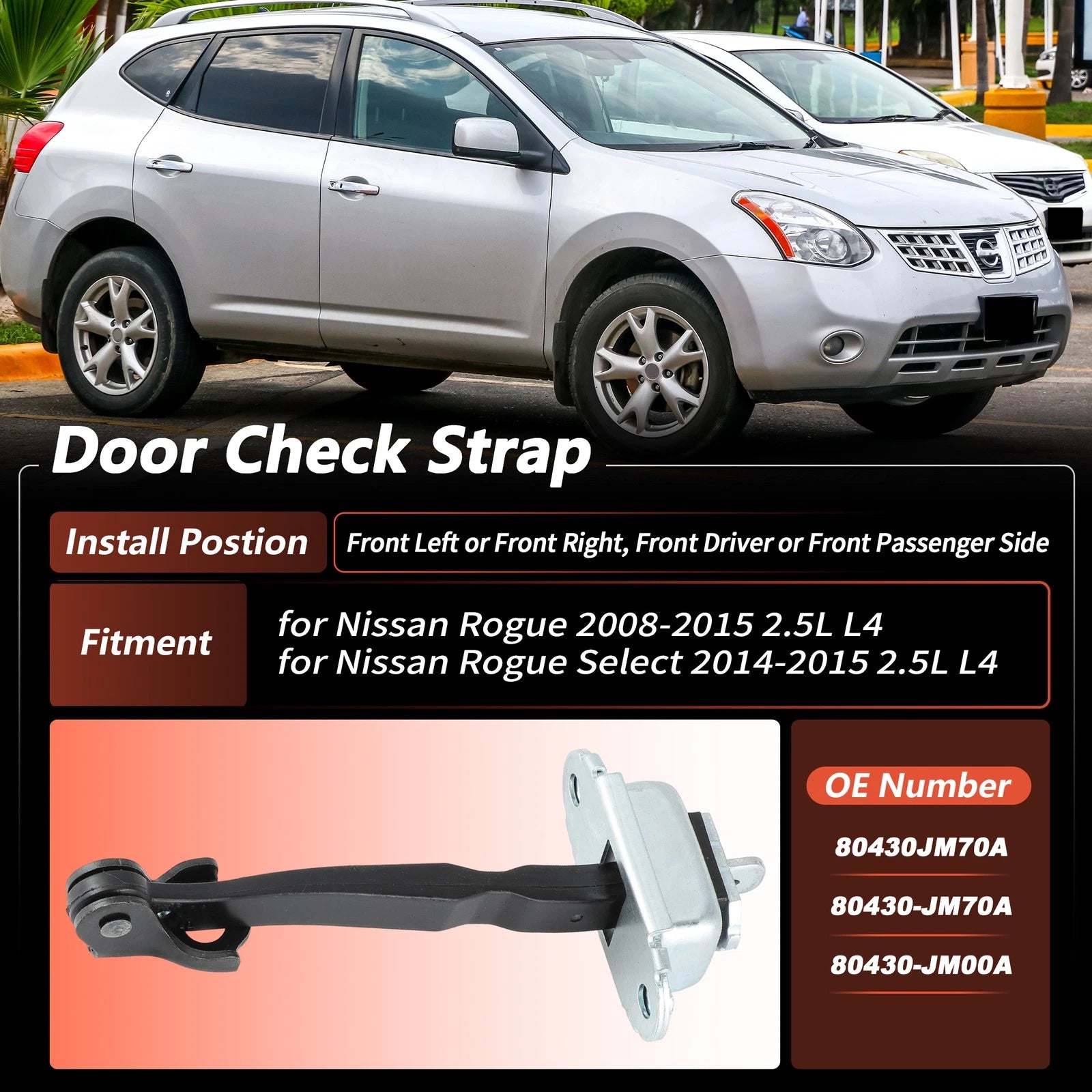 Front LH RH Door Check Strap Limiter Replacement for Toyota Highlander (2008–2013)