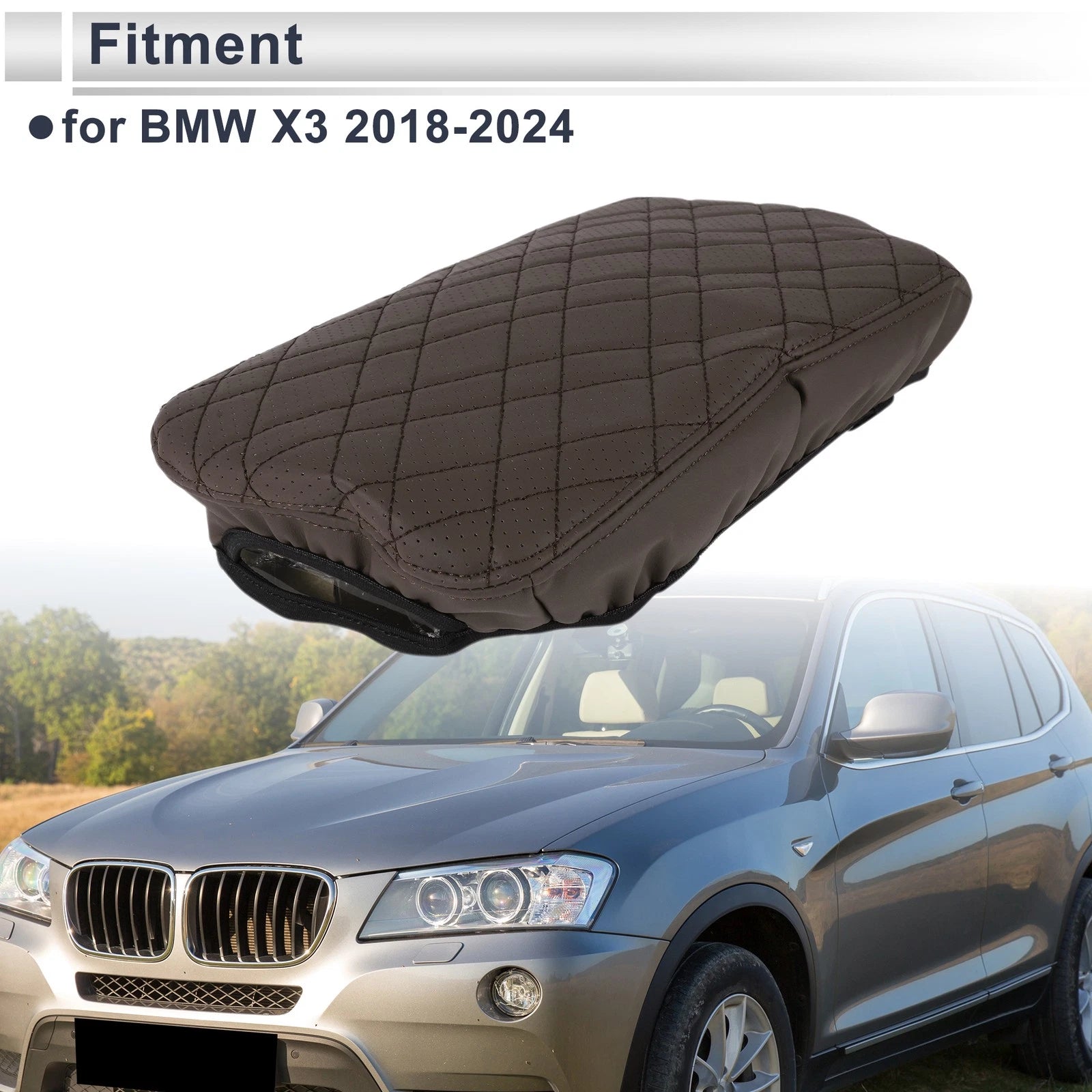 Car Center Console Cover OEM Replacement for BMW X3 (2018–2024) Deep Brown