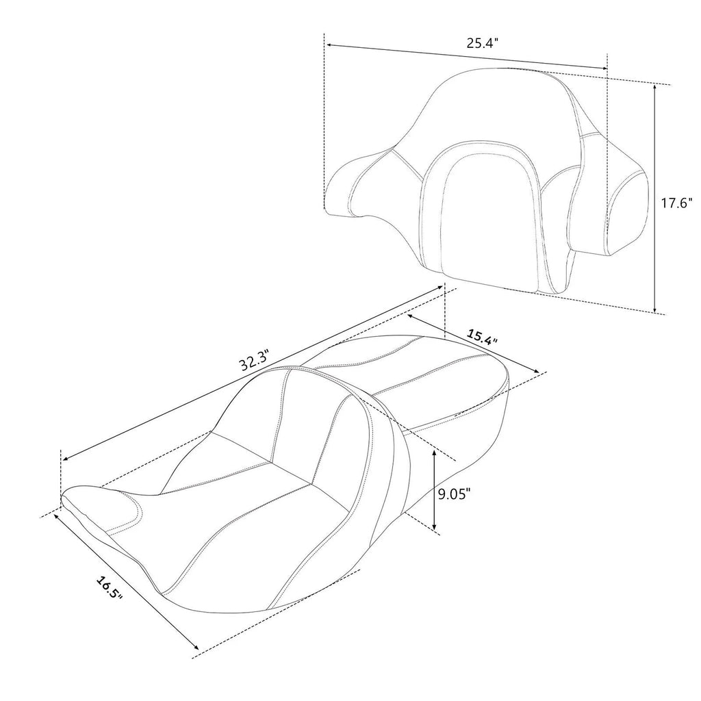 Seat & Backrest Pad for Harley Touring Glide (2014–2023)