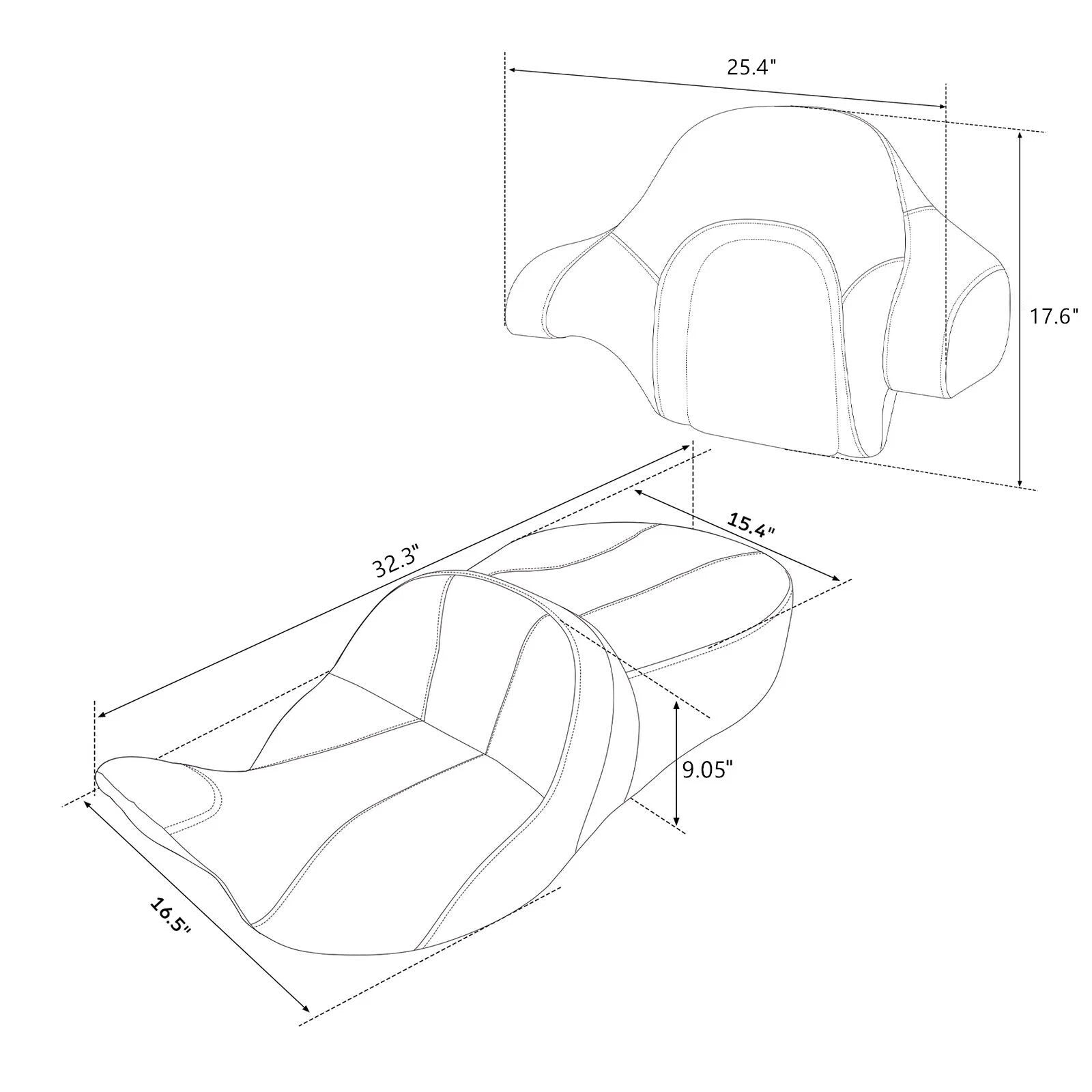 Seat & Backrest Pad for Harley Touring Glide (2014–2023)