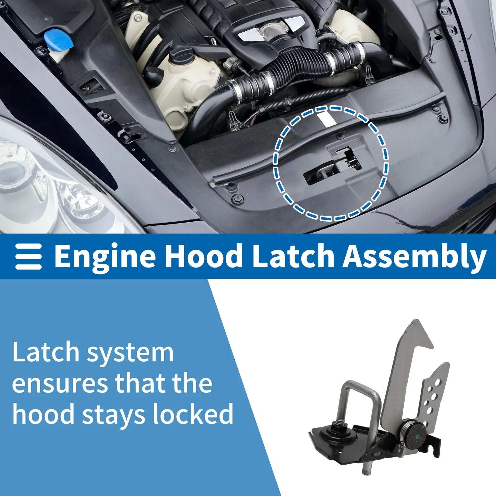 Hood Latch Assembly Replacement for BMW 528i 2009–2011 L6 3.0L