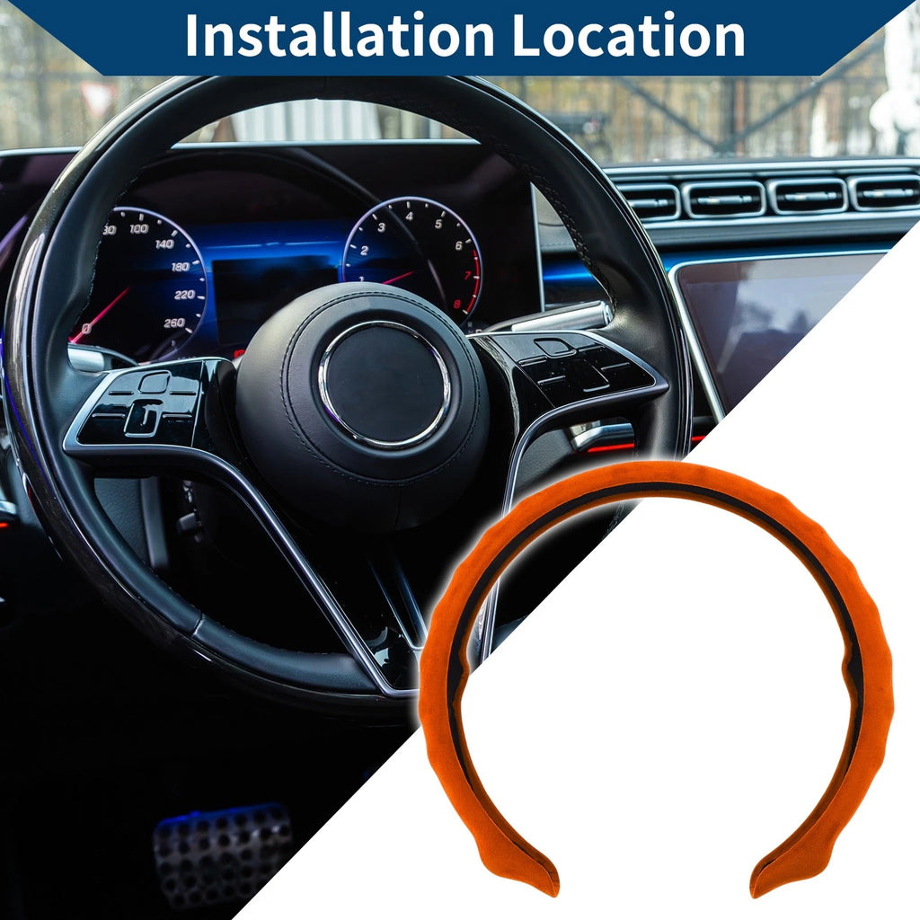 Steering Wheel Cover for - PU Leather, Orange