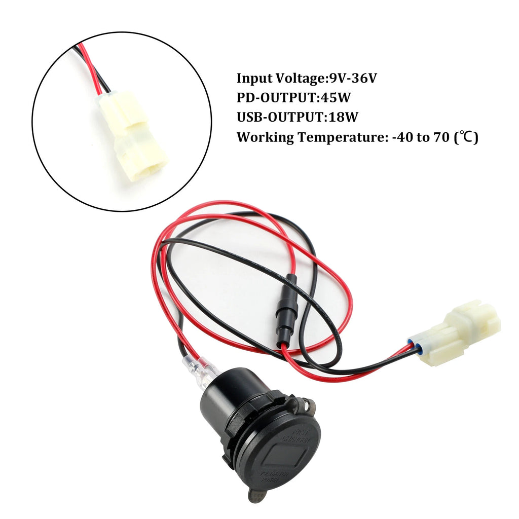 12V USB+C Socket Charger for Kawasaki Versys 650 (2022–2024) T9