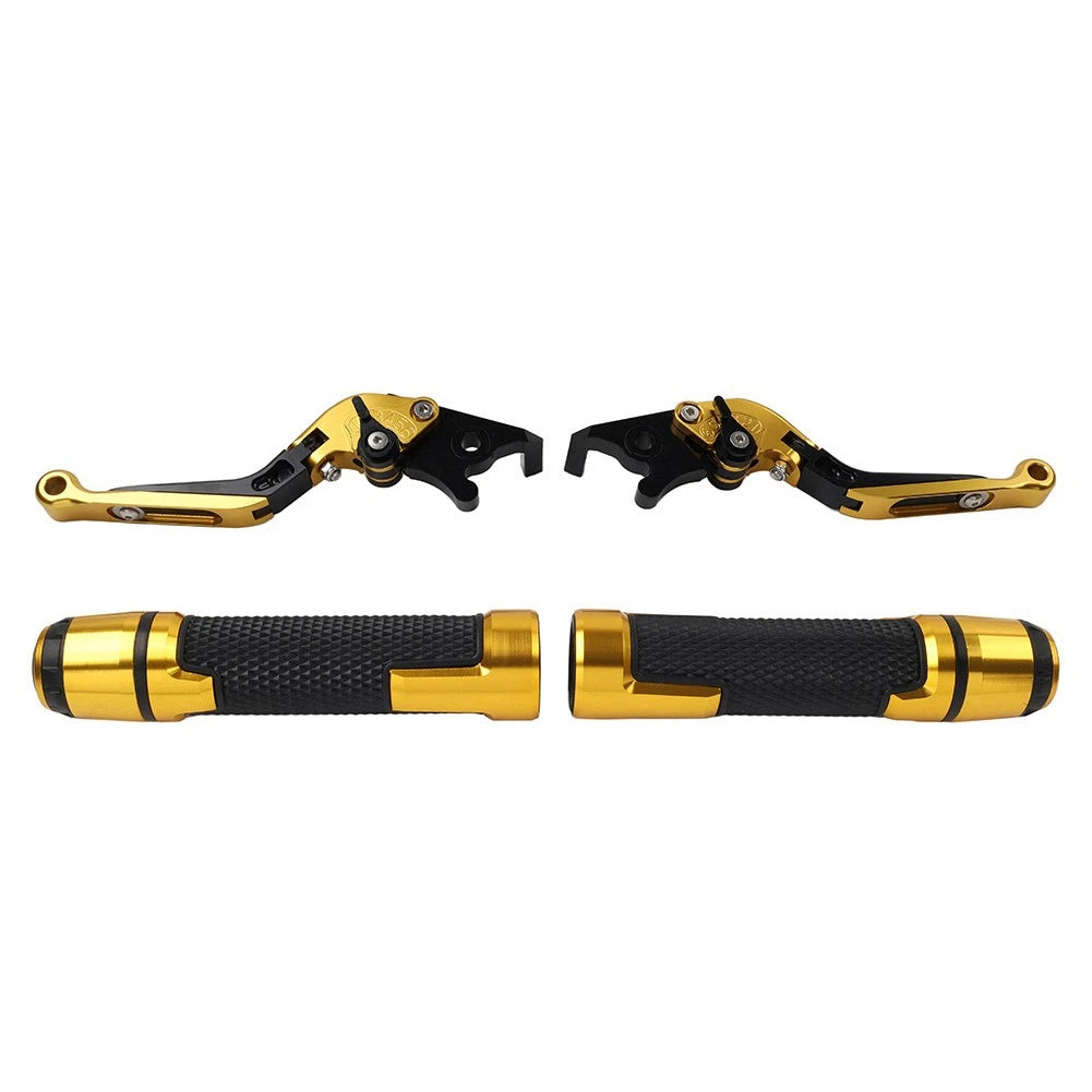 Gold Extendable Brake Clutch Levers Handlebar Grips For Honda CBR125R CBR150R