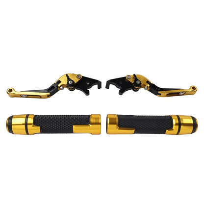 Gold Extendable Brake Clutch Levers Handlebar Grips For Honda CBR125R CBR150R