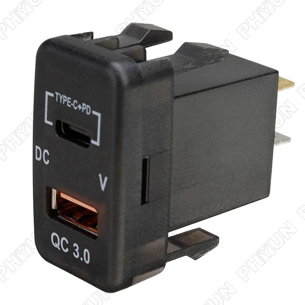 Type C USB Charger Adapter Socket Voltmeter for Toyota Hilux Hiace Prado (2000–2023)