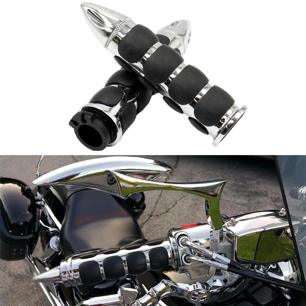 Chrome Motorcycle Handlebar Hand Grip with Black Rubber for Harley (Universal)