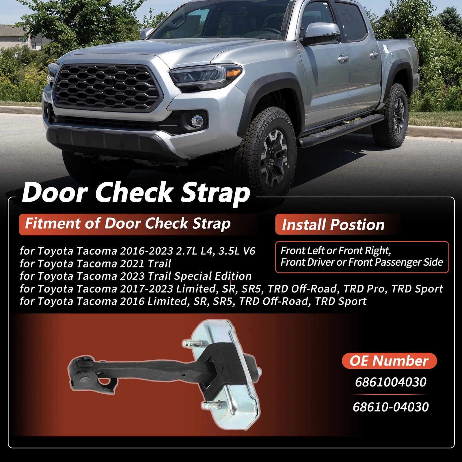 Front Left Right Door Check Strap Limiter Replacement for Toyota Tacoma (2016–2023)