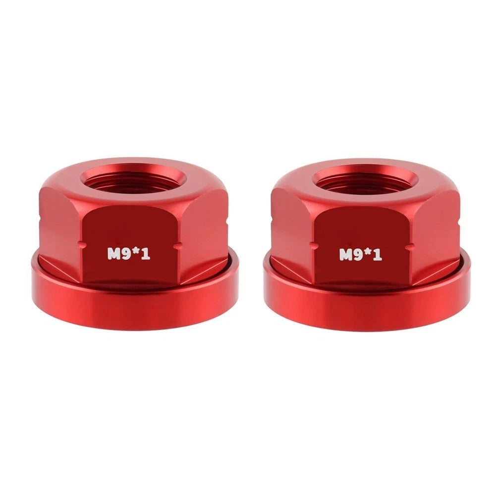 2X Bike Hub Nuts M9x1 for Fixed Gear Folding Bikes (Aluminum Alloy)
