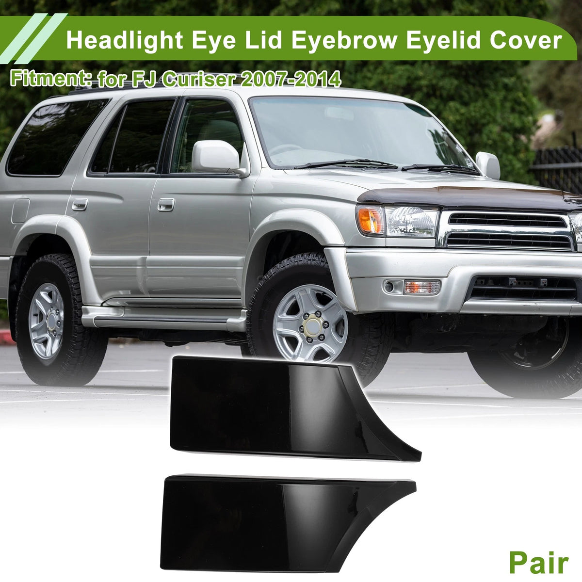 Headlight Eyebrow Eyelid Cover for FJ Cruiser (2007–2021) - Black
