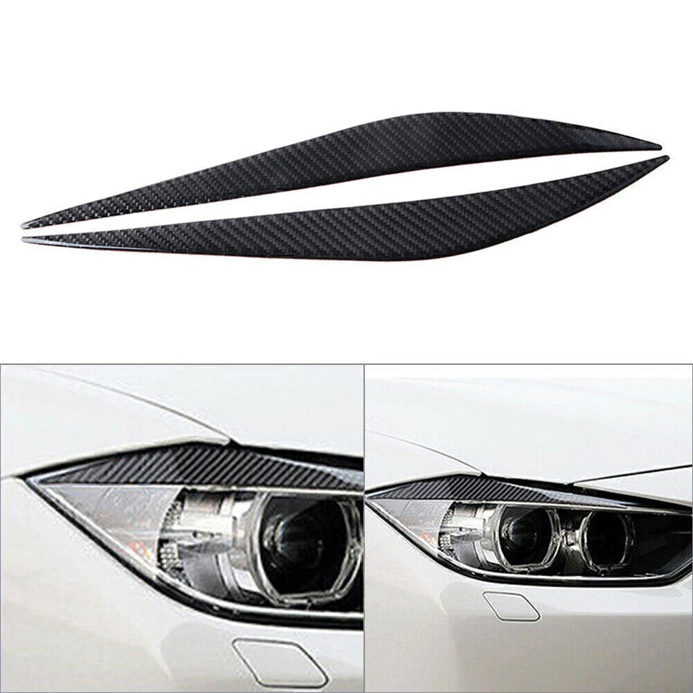 2X Carbon Fiber Headlight Eyebrow Eyelid Cover for BMW 3 Series (2013–2017)
