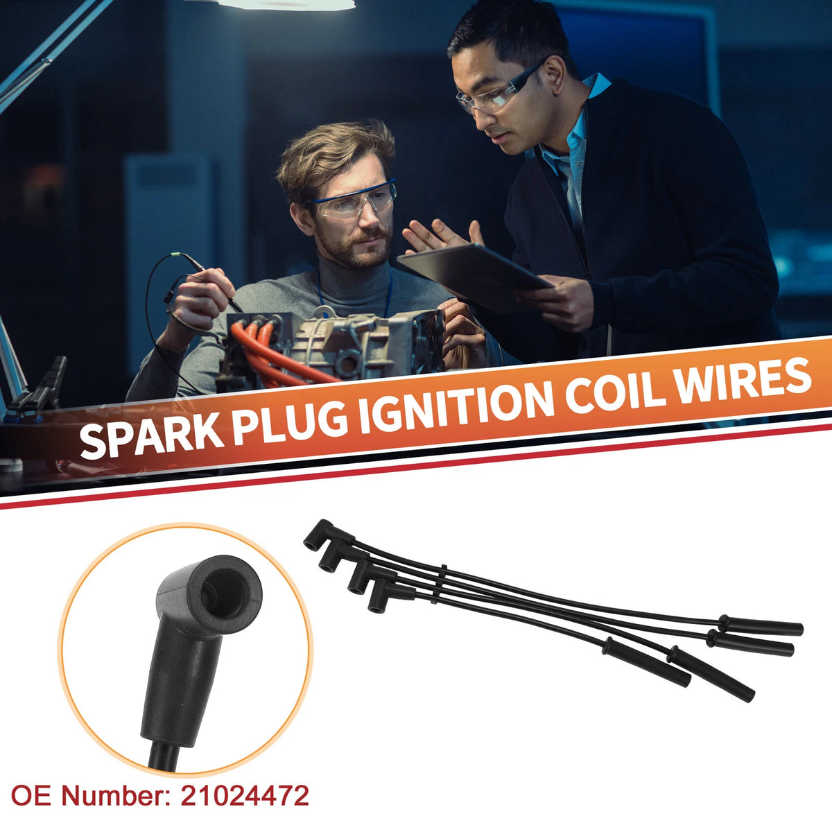 Set of 4 Spark Plug Wire Ignition Coil Cables No. 21024472 for Saturn SC1 (1991–2002)