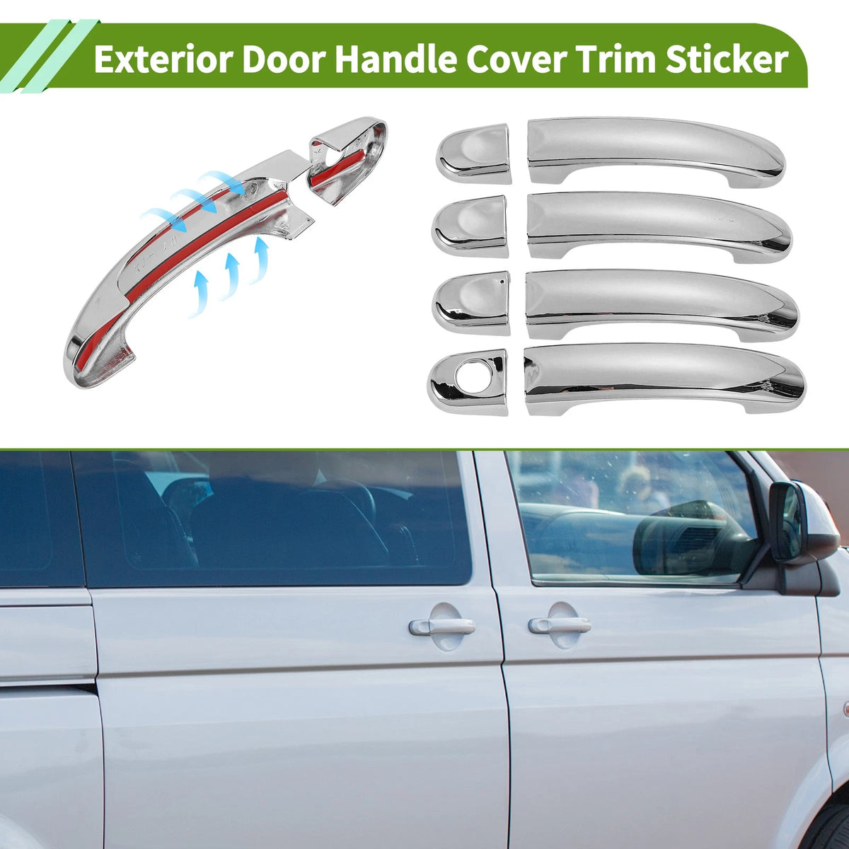 Exterior Door Handle Cover Trim for Volkswagen Transporter Electroplating (8) (2003–2013)