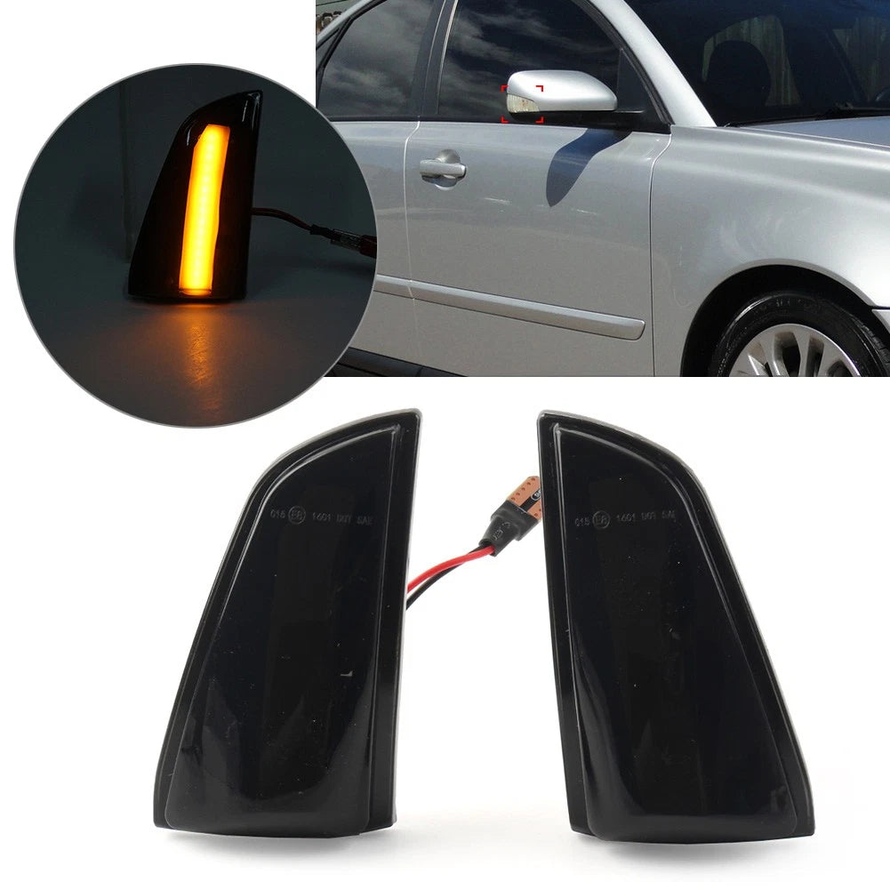 2X LED Dynamic Turn Signal Light Side Mirror for Volvo S40 V50 C70 (2004–2013)