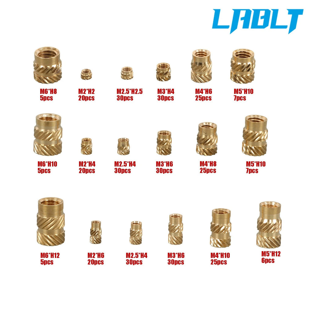 350Pcs Brass Threaded Inserts Assortment Kit for LABLT M2/M2.5/M3/M4/M5/M6