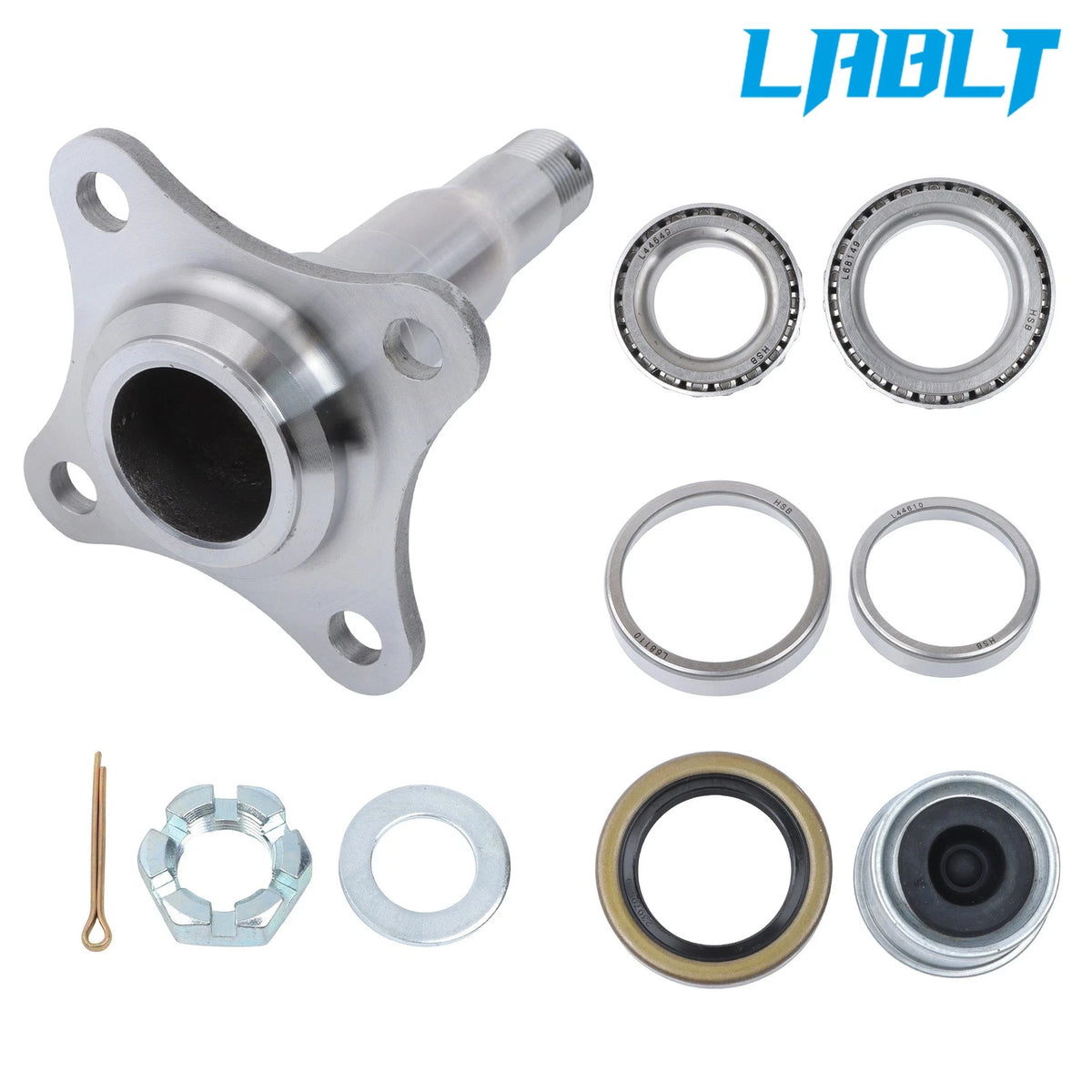 1 Pc Weld-On Round #84 Spindle w/Brake Flange & Bearing Kit for 3500 lbs