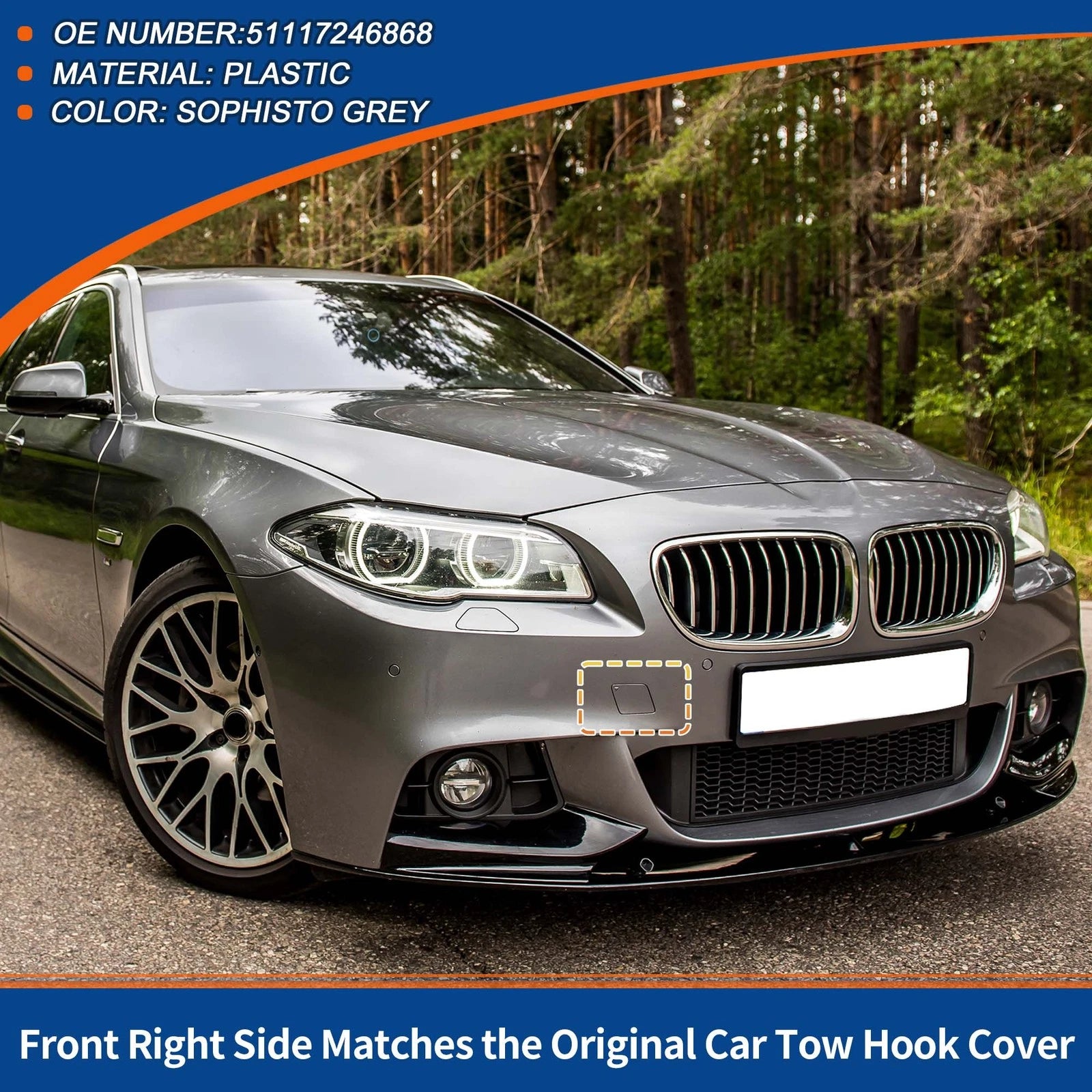 Front Right Tow Hook Cover Replacement for BMW 5 Series (2011–2017)