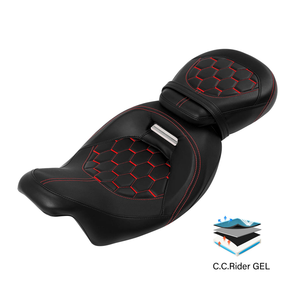 Gel Seats for Harley Electra Glide (2009–2023) - Red Stitching
