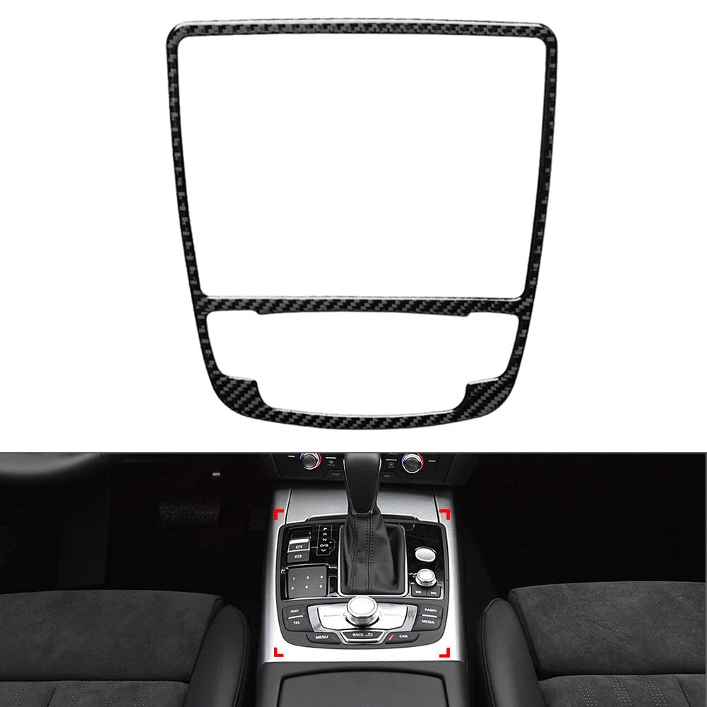 Carbon Black Center Console Gear Shift Panel Trim for Audi A6 A7 (2012–2018)