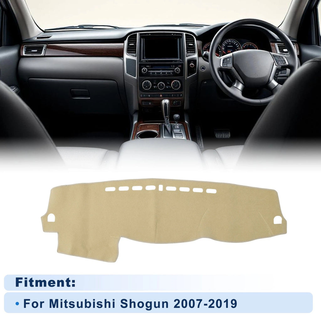Dash Cover Without HUD Polyester Beige 1 Set for Mitsubishi Shogun (2007–2019)