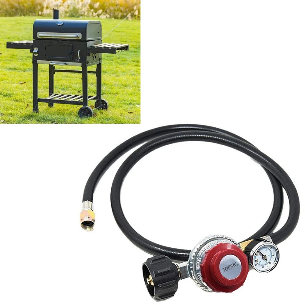 Adjustable 4FT Regulator for Propane Grills with Pressure Gauge