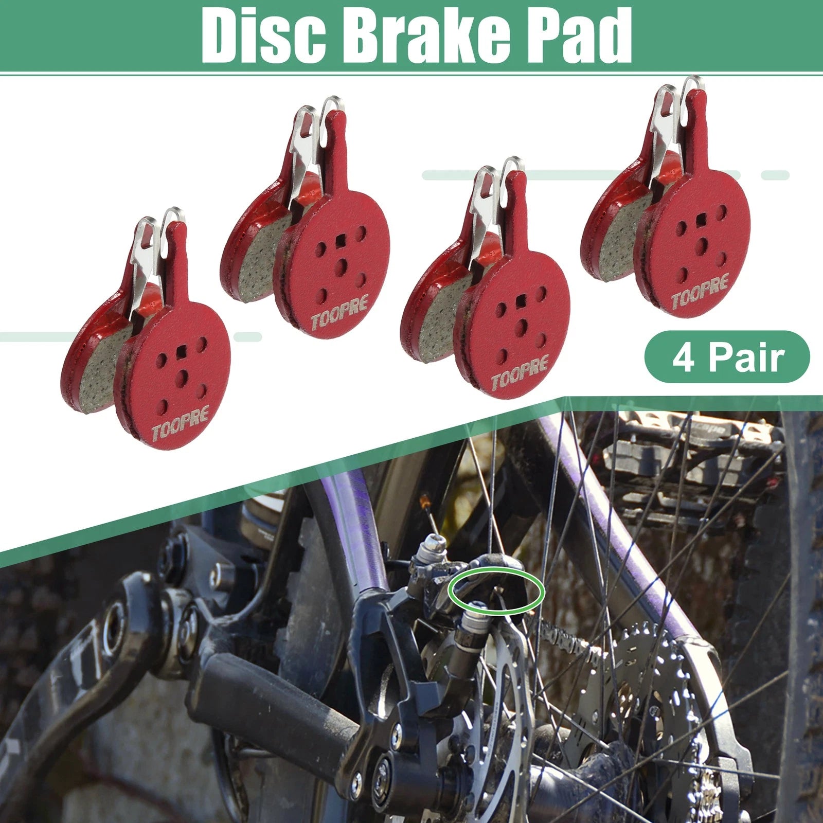 Brake Pads Replacement Resin Pair with Springs for Bike Bicycle (Red)